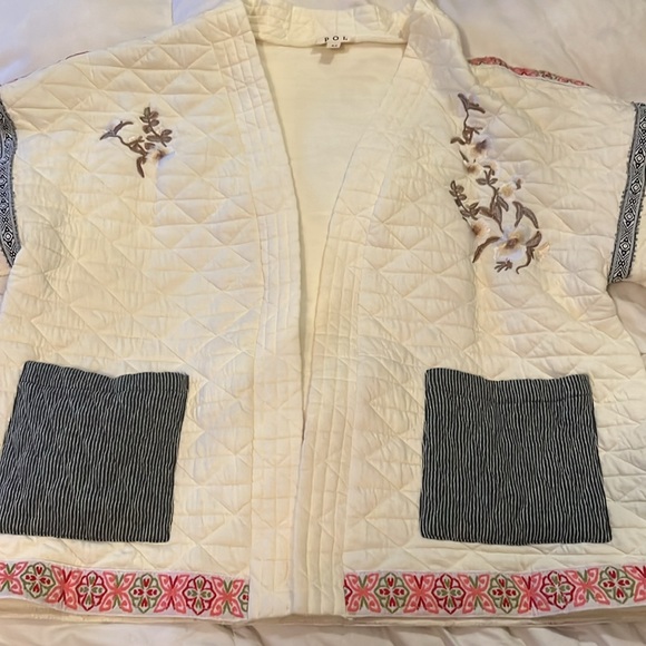 POL boutique Med Floral Embroidered Medium Jacket Wrap Sz M grandmacore - Picture 13 of 14